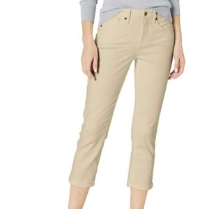 NYDJ Womens Chloe Jean Feather Beige Plus Rolled-Hem Cropped Stretch